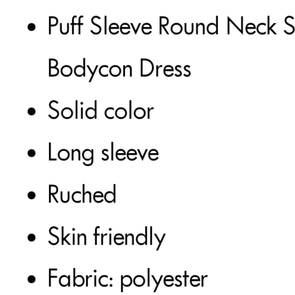Puff Sleeve Round Neck Ruffle Hem Bodycon Dress - Picture 9 of 9